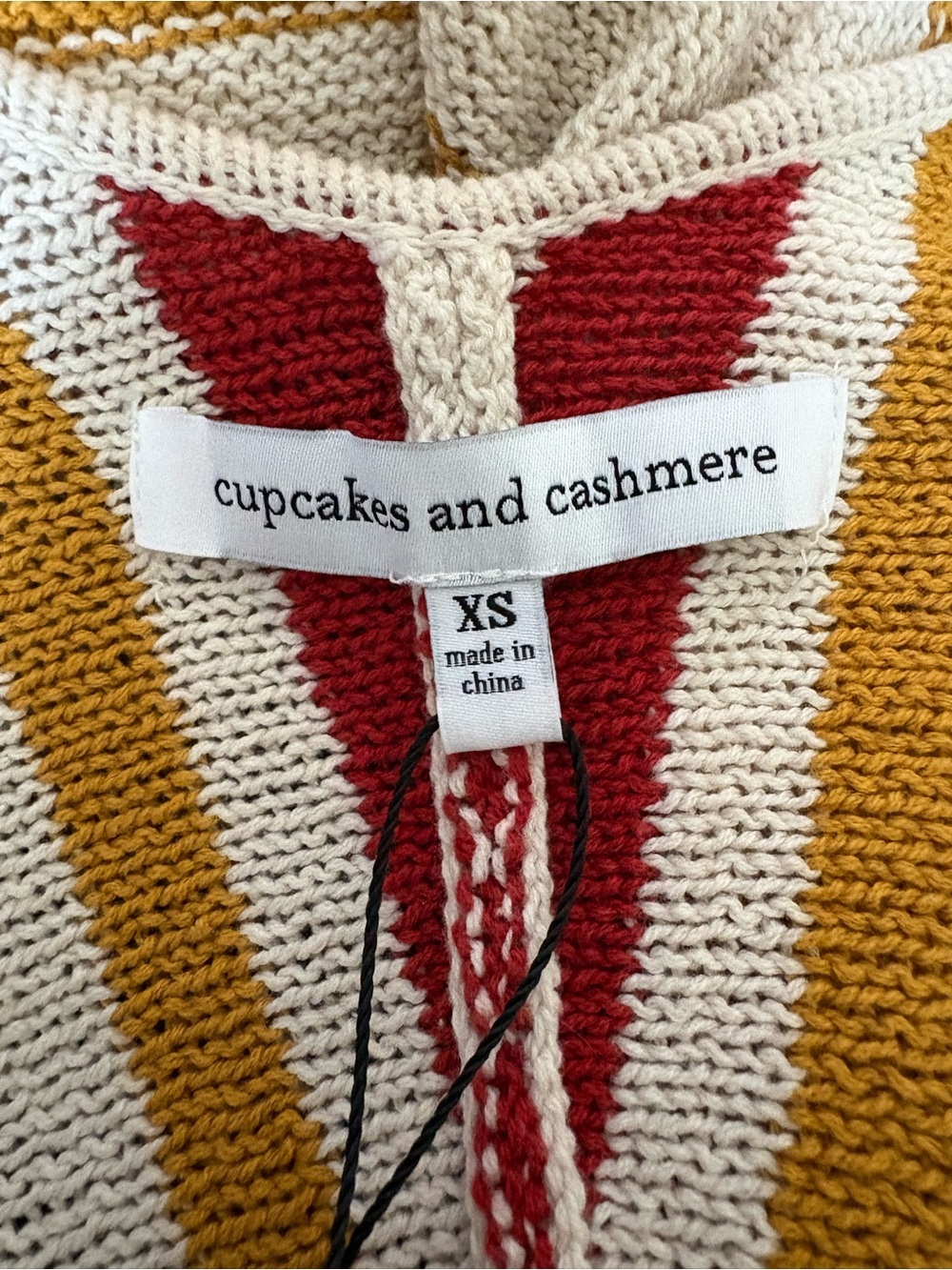 cupcakes & cashmere Striped Knit Cover-up | Cream, Rust, Mustard, Navy & Gray - Picture 5 of 6